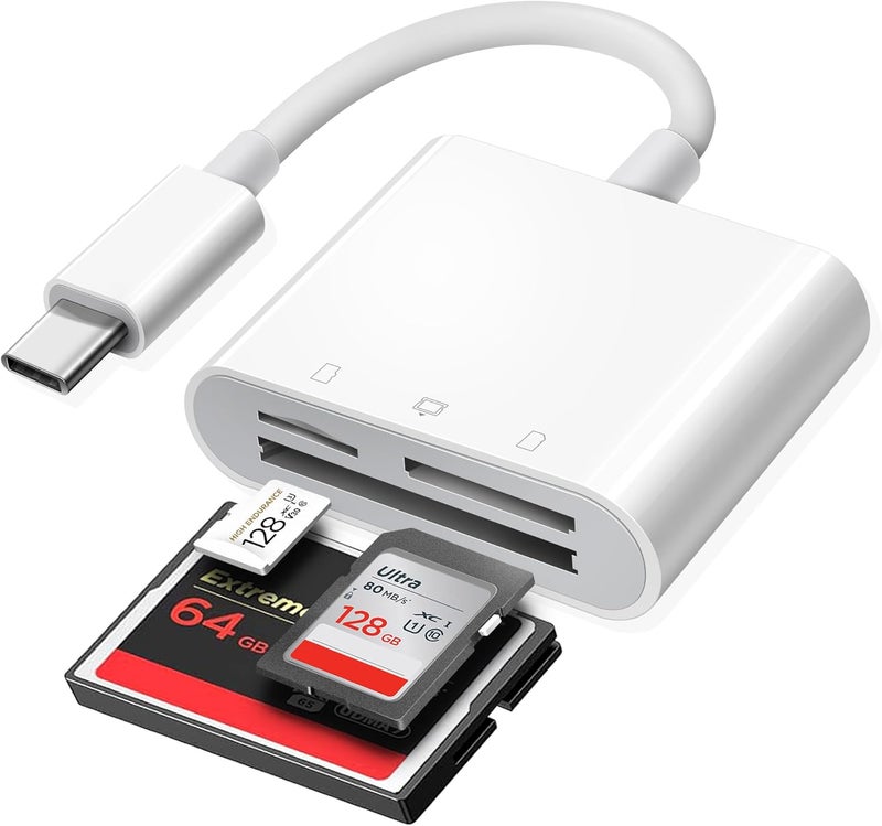 xdgeLoad USB C SD Card Reader for 15/iPad/MacBook/iMac, 3 Slots Type C Reader Supports SD/Micro SD/CF Compact Flash Memory Card Adapter, Trail Camera Viewer Plug and Play - Image 1